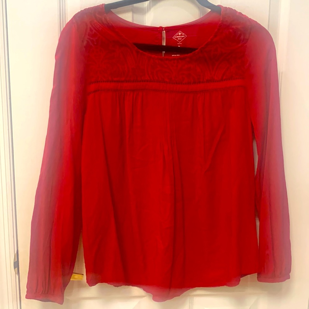 St. John's Bay Red Women's Peasant Top